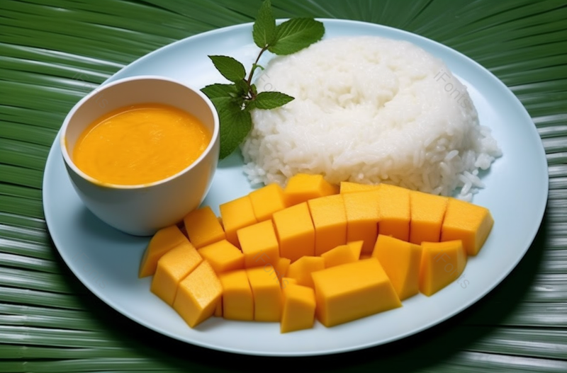 著名的泰国特色美食甜品芒果糯米和椰奶,高清,摄影图,摄影图片,图片大全,摄影图免费下载